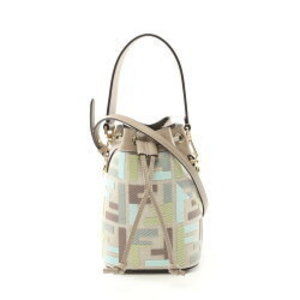 FENDI Mon Tresor Handbag Leather Beige Multicolor